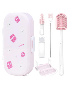 Kit de limpieza de biberones Ariseno 6 en 1 portátil Rosa