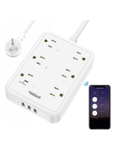 Regleta Inteligente TESSAN con 3 Enchufes y 3 USB 1.83m