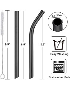 Set de 6 Popotes Reutilizables Vinaco de Acero Inoxidable Negros 2