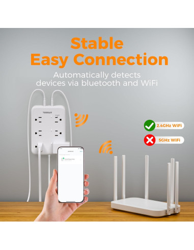 Regleta Inteligente TESSAN con 3 Enchufes y 3 USB 1.83m