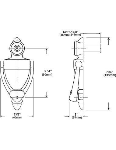 Agujero de puerta QCAA con visor 180 negro mate 14 cm