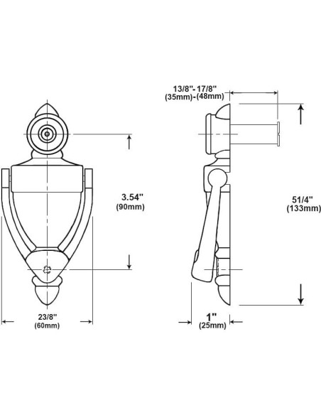 Agujero de puerta QCAA con visor 180 negro mate 14 cm