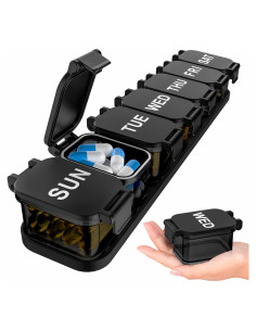 Organizador de Pastillas Semanal Toollygozz XL Negro - 7 Compartimentos Desmontables