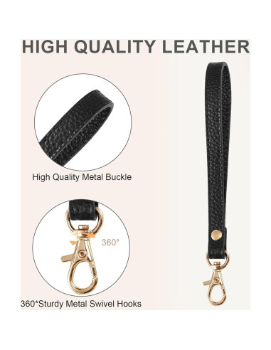 Correa de Muñeca de Cuero Genuino para Llavero y Cartera