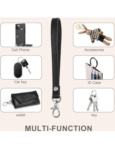 Correa de Muñeca de Cuero Genuino para Llavero y Cartera