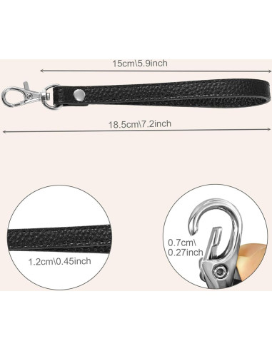 Correa de Muñeca de Cuero Genuino para Llavero y Cartera