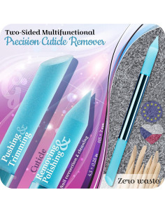 Empujador de Cutículas de Vidrio Gladzy - Profesional, Azul Bebé 2