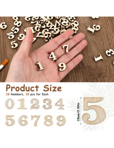 Números de Madera Natural Molain 100 Piezas 15mm DIY 2