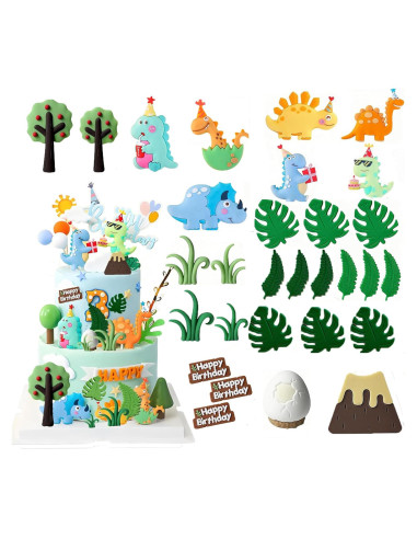 Adorno de Pastel de Dinosaurio SSIMOO 30 Piezas Colorido