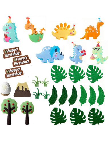 Adorno de Pastel de Dinosaurio SSIMOO 30 Piezas Colorido