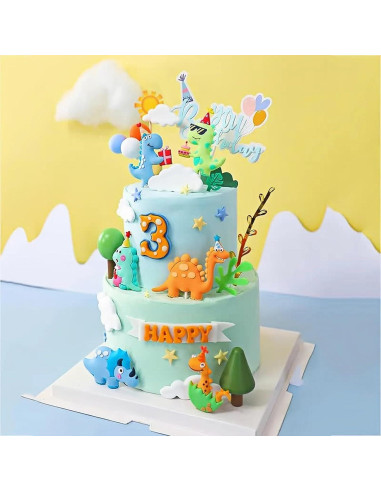 Adorno de Pastel de Dinosaurio SSIMOO 30 Piezas Colorido