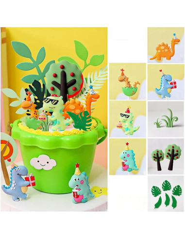 Adorno de Pastel de Dinosaurio SSIMOO 30 Piezas Colorido