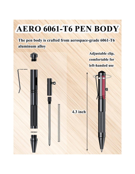 Mini Bolígrafo Táctico Lsqurel 10.9 cm Aluminio 6061-T6 Mini Bolígrafo Táctico Lsqurel 10.9 cm Aluminio 6061-T6