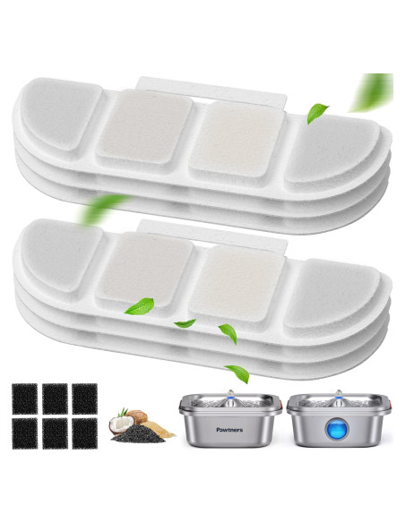 Filtros de Reemplazo Pawtners WF008A para Fuente de Agua Gatos - 6 Paquetes