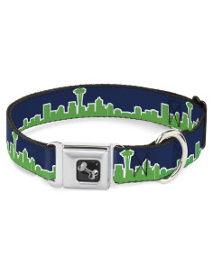 Collar de Perro Buckle-Down Azul Marino/Verde 2.54 cm - Pequeño