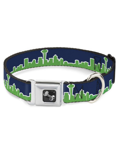 Collar de Perro Buckle-Down Azul Marino/Verde 2.54 cm - Pequeño