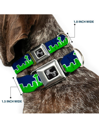 Collar de Perro Buckle-Down Azul Marino/Verde 2.54 cm - Pequeño