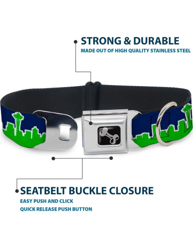 Collar de Perro Buckle-Down Azul Marino/Verde 2.54 cm - Pequeño