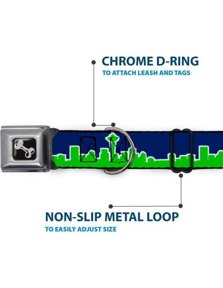 Collar de Perro Buckle-Down Azul Marino/Verde 2.54 cm - Pequeño