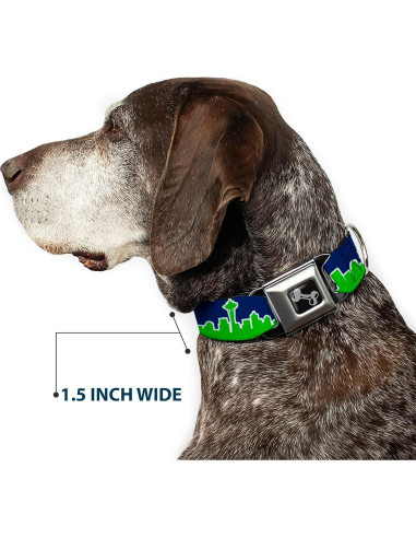 Collar de Perro Buckle-Down Azul Marino/Verde 2.54 cm - Pequeño
