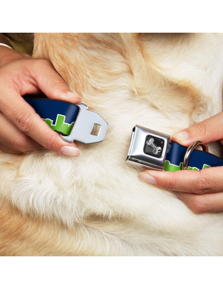 Collar de Perro Buckle-Down Azul Marino/Verde 2.54 cm - Pequeño