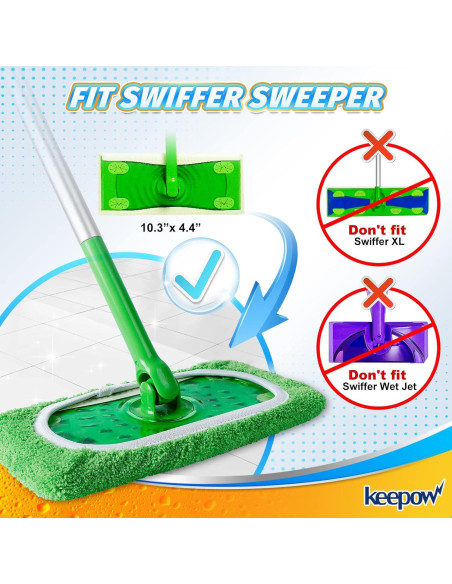 Paños Húmedos Reutilizables KEEPOW para Trapeador Swiffer - 12 Unidades