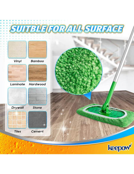 Paños Húmedos Reutilizables KEEPOW para Trapeador Swiffer - 12 Unidades