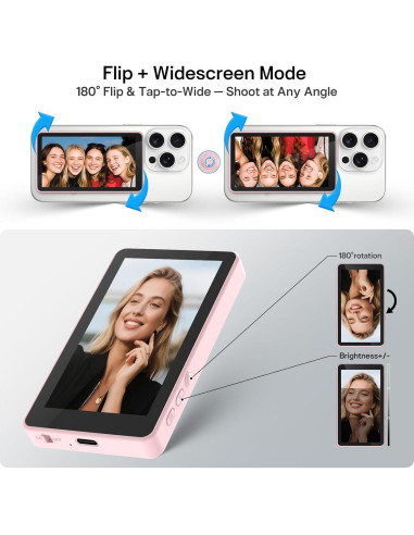Monitor Vlog Inalámbrico Henrety Rosa, Control Remoto Bluetooth