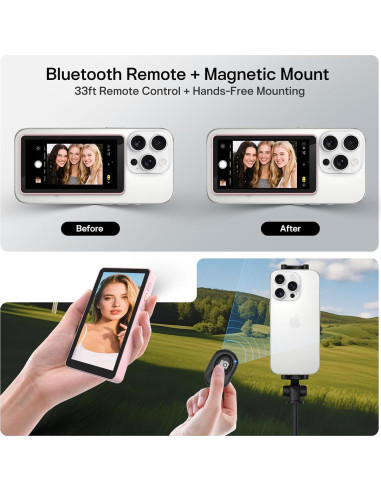 Monitor Vlog Inalámbrico Henrety Rosa, Control Remoto Bluetooth