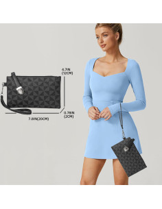 Cartera de Muñeca de Cuero PU Negra para Mujeres - Gran Capacidad 2