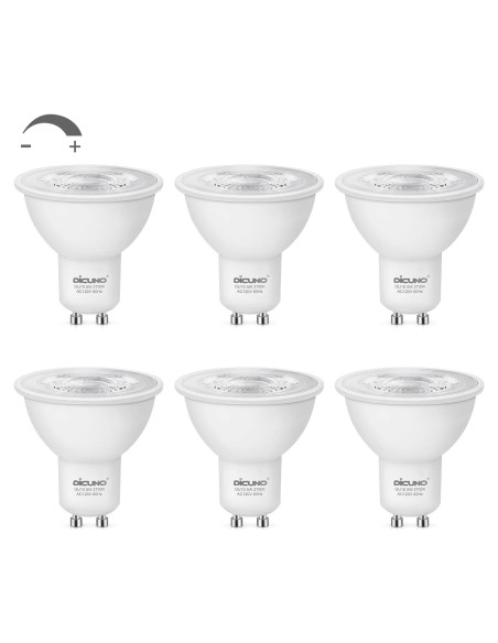 DiCUNO Bombilla LED GU10 Regulable 5W Blanco Cálido 2700K 450LM DiCUNO Bombilla LED GU10 Regulable 5W Blanco Cálido 2700K 450LM