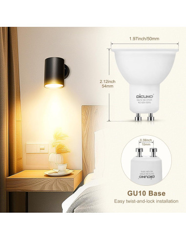 DiCUNO Bombilla LED GU10 Regulable 5W Blanco Cálido 2700K 450LM