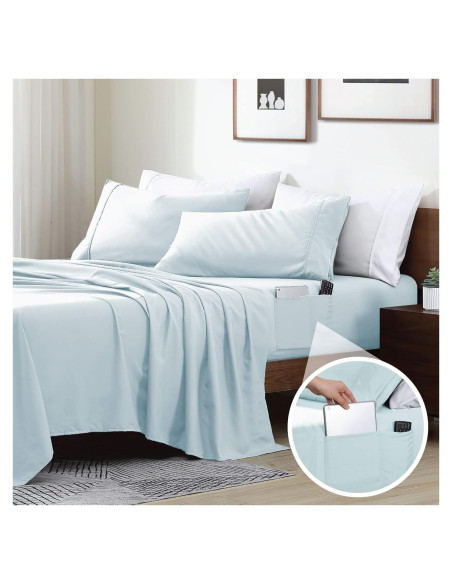 Conjunto de Sábanas Inteligentes Swift Home Microfibra Aqua Individual