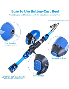 Conjunto de Caña de Pesca LEOFISHING 170cm para Niños 2