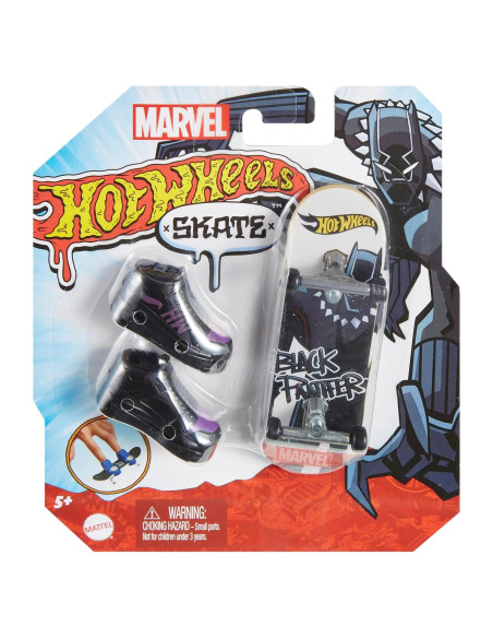 Patineta Hot Wheels Pantera Negra Marvel + Zapatos de Dedo