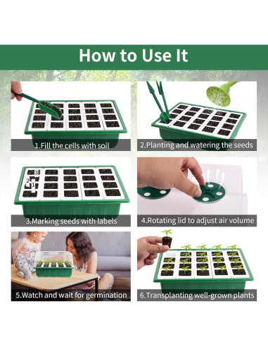 Bandeja de Inicio de Semillas Sondiko 80 Celdas Silicona Verde