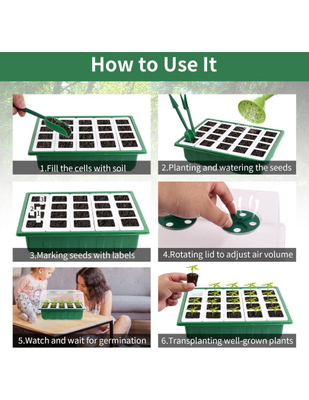 Bandeja de Inicio de Semillas Sondiko 80 Celdas Silicona Verde