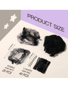 Set de Redes de Cabello Invisibles FANDAMEI 30cm + 40 Pasadores 2