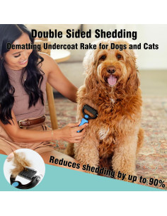 Juego de 3 cepillos para perros Kwispel - Deshedding y baño 2