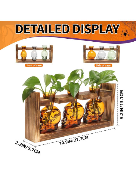 Jarrón de Vidrio Calavera con Soporte de Madera YYHglass