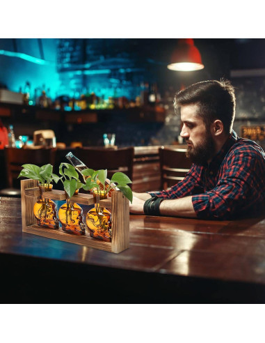 Jarrón de Vidrio Calavera con Soporte de Madera YYHglass