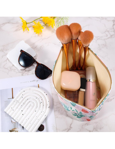 Bolsa de Maquillaje Floral URSKYTOUS Rosa Grande 25.4x18.0cm