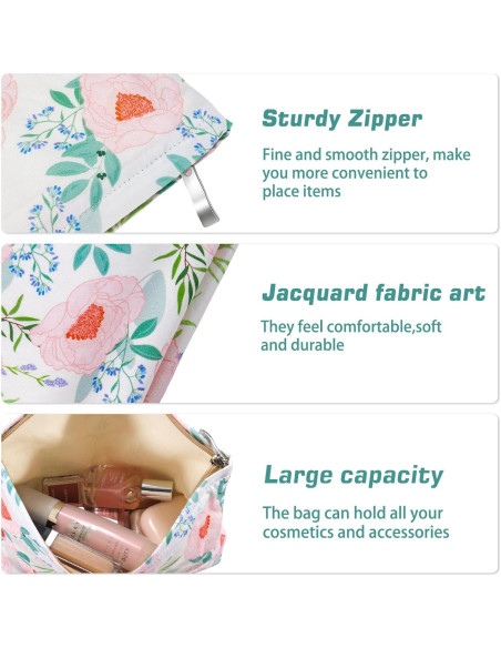 Bolsa de Maquillaje Floral URSKYTOUS Rosa Grande 25.4x18.0cm