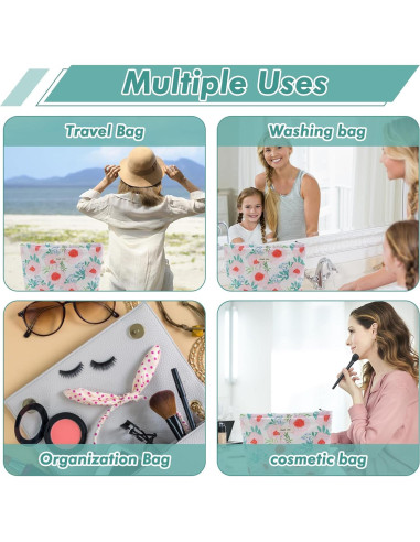 Bolsa de Maquillaje Floral URSKYTOUS Rosa Grande 25.4x18.0cm