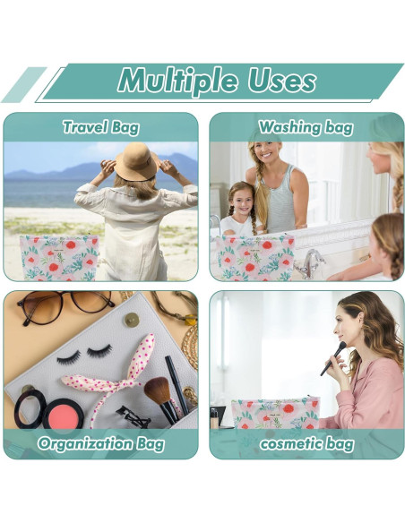 Bolsa de Maquillaje Floral URSKYTOUS Rosa Grande 25.4x18.0cm