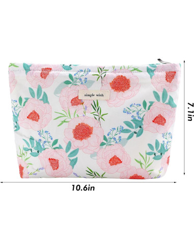 Bolsa de Maquillaje Floral URSKYTOUS Rosa Grande 25.4x18.0cm