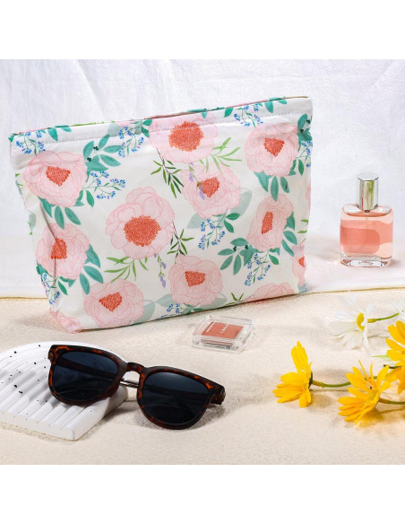 Bolsa de Maquillaje Floral URSKYTOUS Rosa Grande 25.4x18.0cm