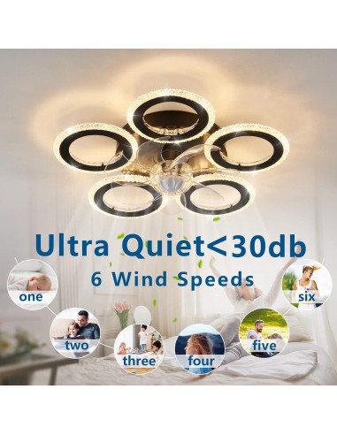 Ventilador de Techo Dalouguan 20" con Luz y Control Remoto