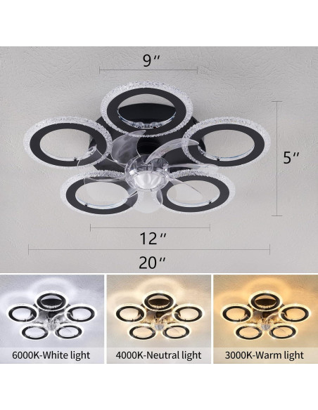 Ventilador de Techo Dalouguan 20" con Luz y Control Remoto Ventilador de Techo Dalouguan 20" con Luz y Control Remoto