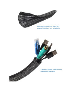 Manga de Cable 3m Hibucuo Negra 1.27cm Protector de Cordones 2